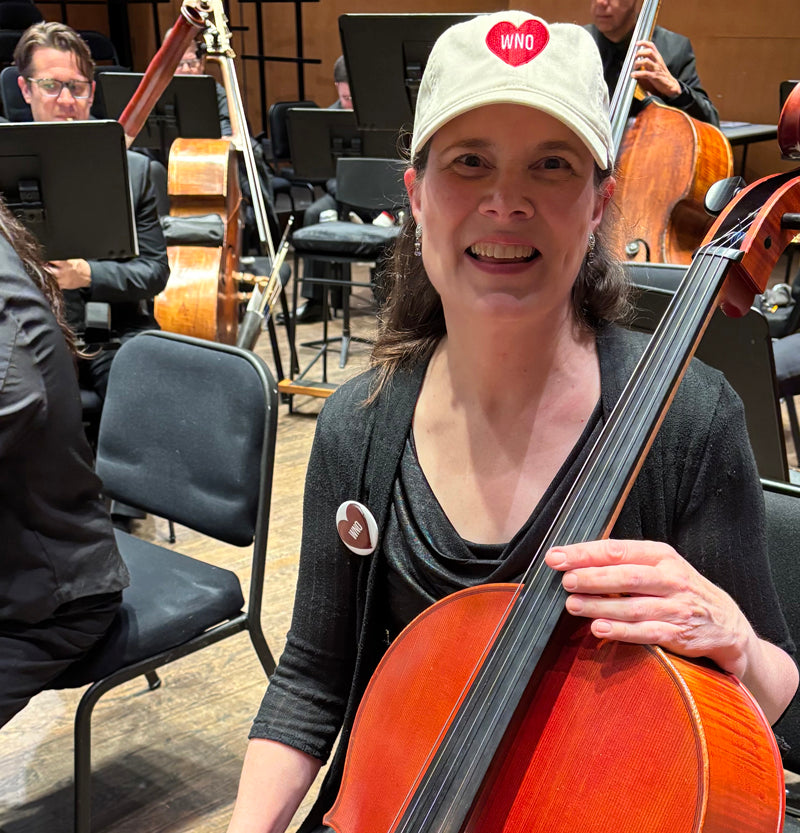 Organic dad hat with embroidered WNO Red Heart